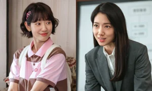Hai tạo hình của Park Shin Hye trong phim "Undercover Miss Hong". Ảnh: Netflix